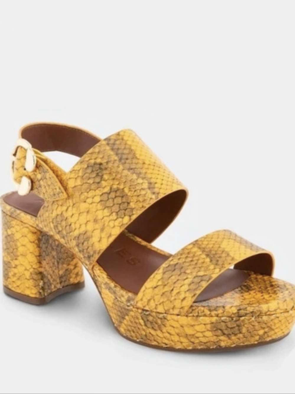 NWB NWT Aerosoles Camera Platform Sandal Yellow Snakeskin Leather Sz 8.5